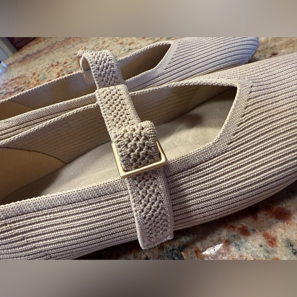 Vivaia Mary Jane Buckle Mesh Light Brown Ballet Flats Women’s Size 38 NEW No Box - Picture 7 of 14